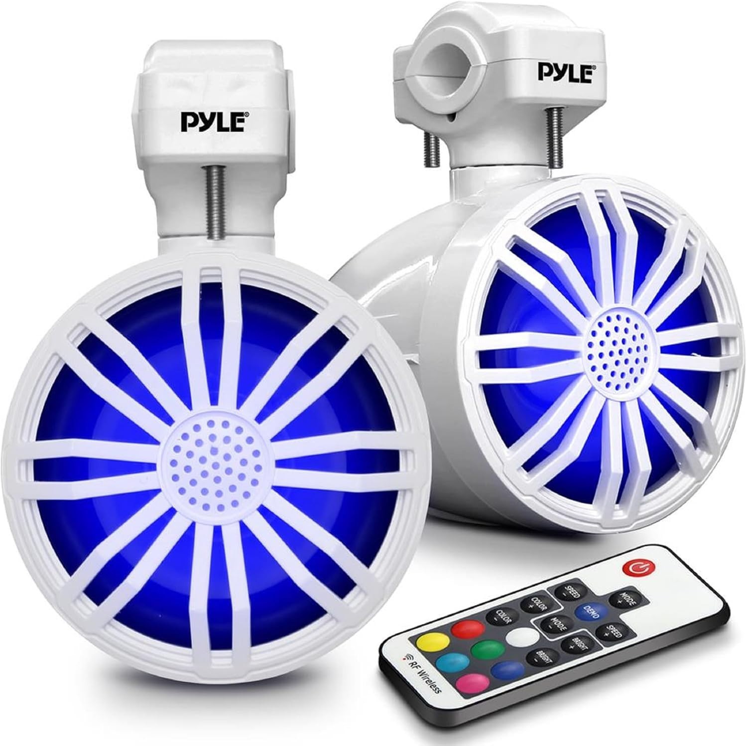 Pyle Bluetooth Waterproof Off-Road Speakers - 3.5” 40W Marine Grade w/RGB Light