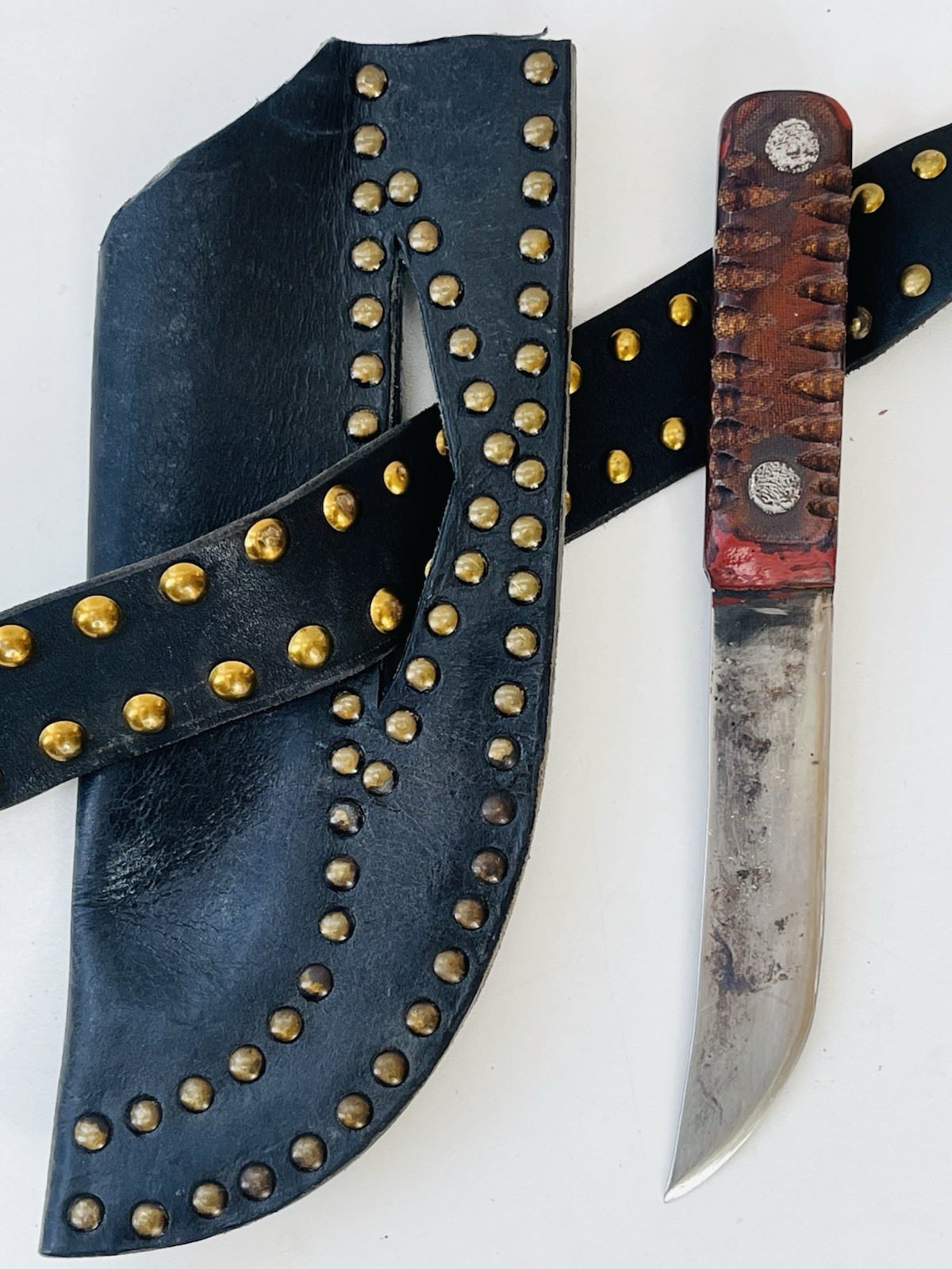 Mountain Man Leather Rendezvous Belt, Matching Knife/Sheath, Solid Brass Buckle