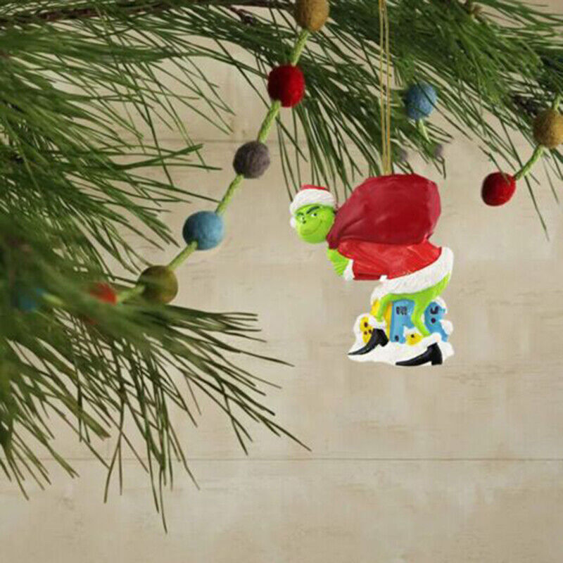 Merry Christmas Grinch Ornaments Xmas Tree Hanging Figure Pendant Home Decor gif