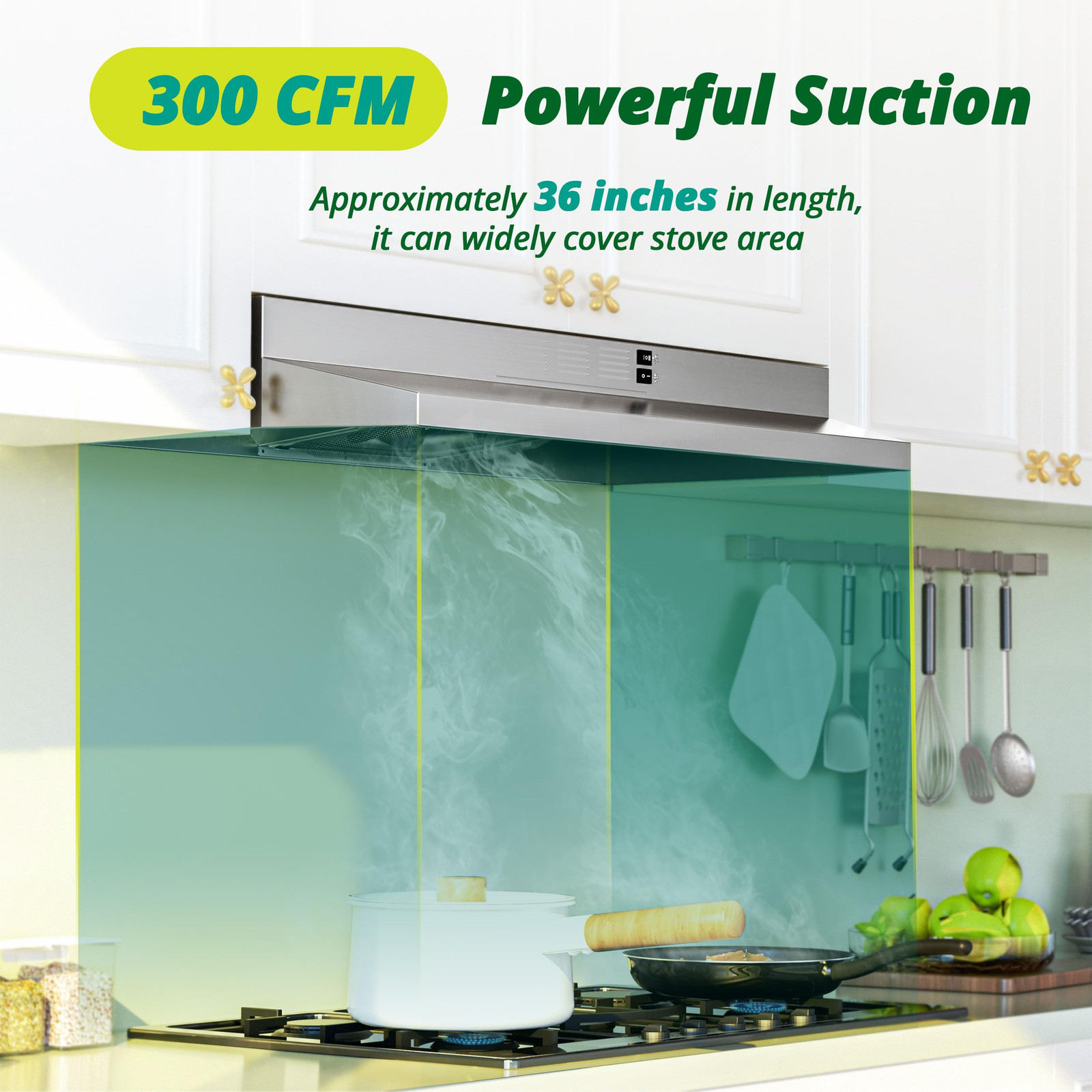 Campana Extractora De 36 Pulgadas Con Luz LED Para Cocina Debajo Del Gabinete