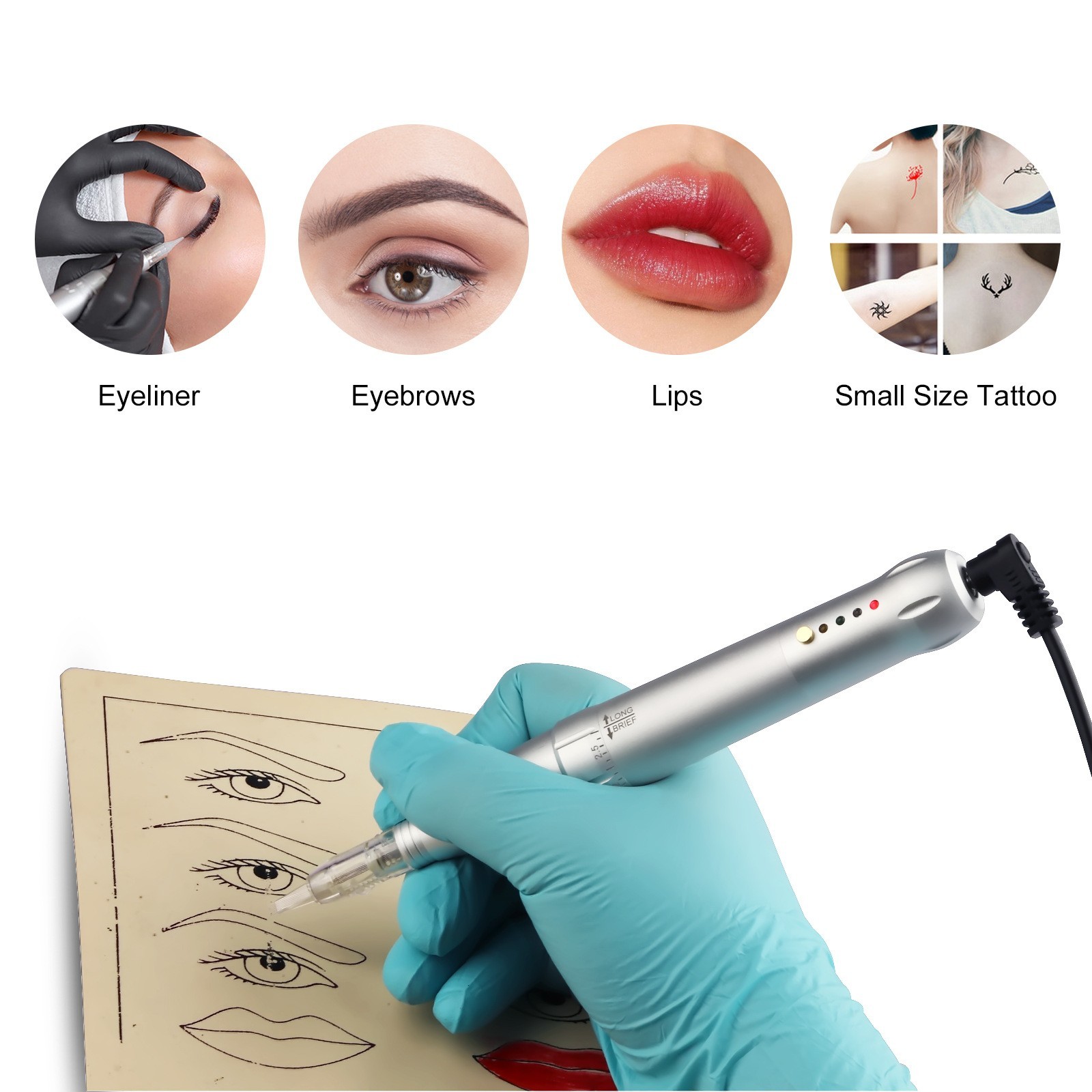 Permanent Makeup Pen Eyebrow Lip Eyeliner Rotary Tattoo Machine Microblading