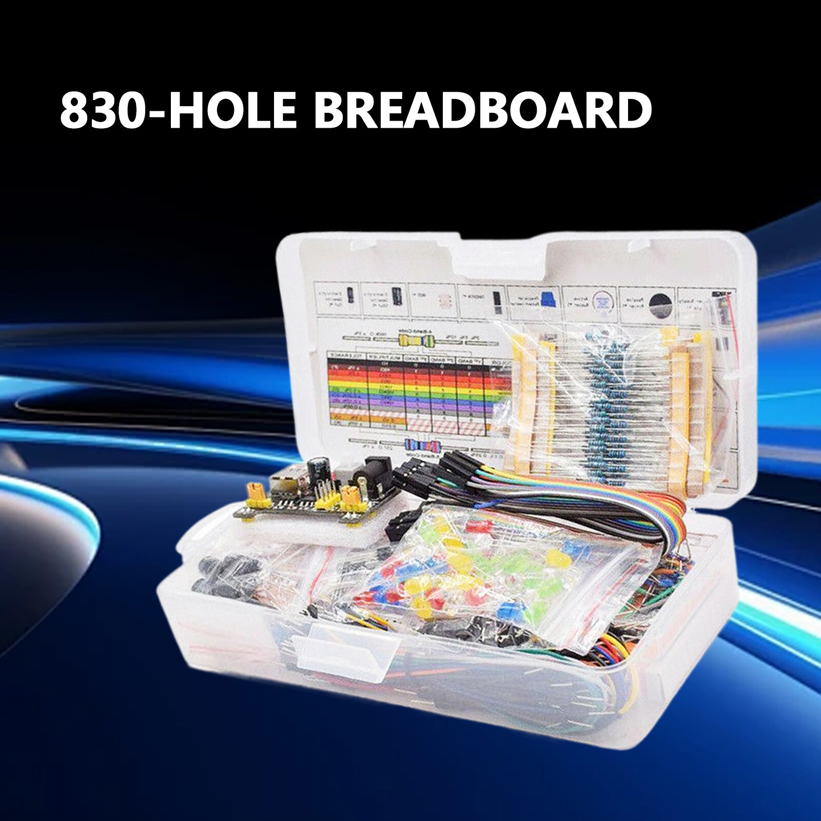 830Pcs DIY Electronic Starter Kit for Arduino UNO R3 with Breadboard & Component