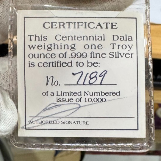 HAWAII 1893-1983 CENTENNIAL KING KALKUAU .999 SILVER PROOF WITH COA.