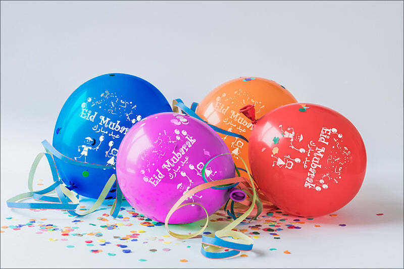 Eid Mubarak Latex Balloons (Assorted Metallic Colors)
