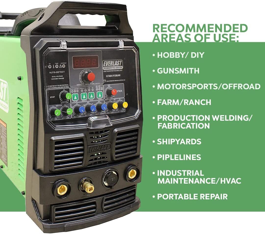 NEW PowerTIG 200DV DUAL VOLTAGE 200AMP ACDC TIG STICK PULSE WELDER EVERLAST