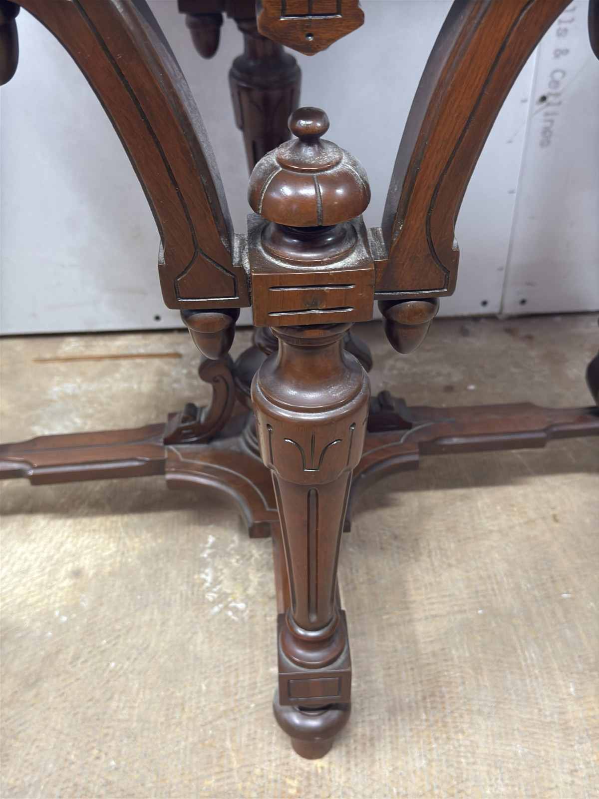 antique Rennaissance revival Victorian walnut parlor center table marble 1870