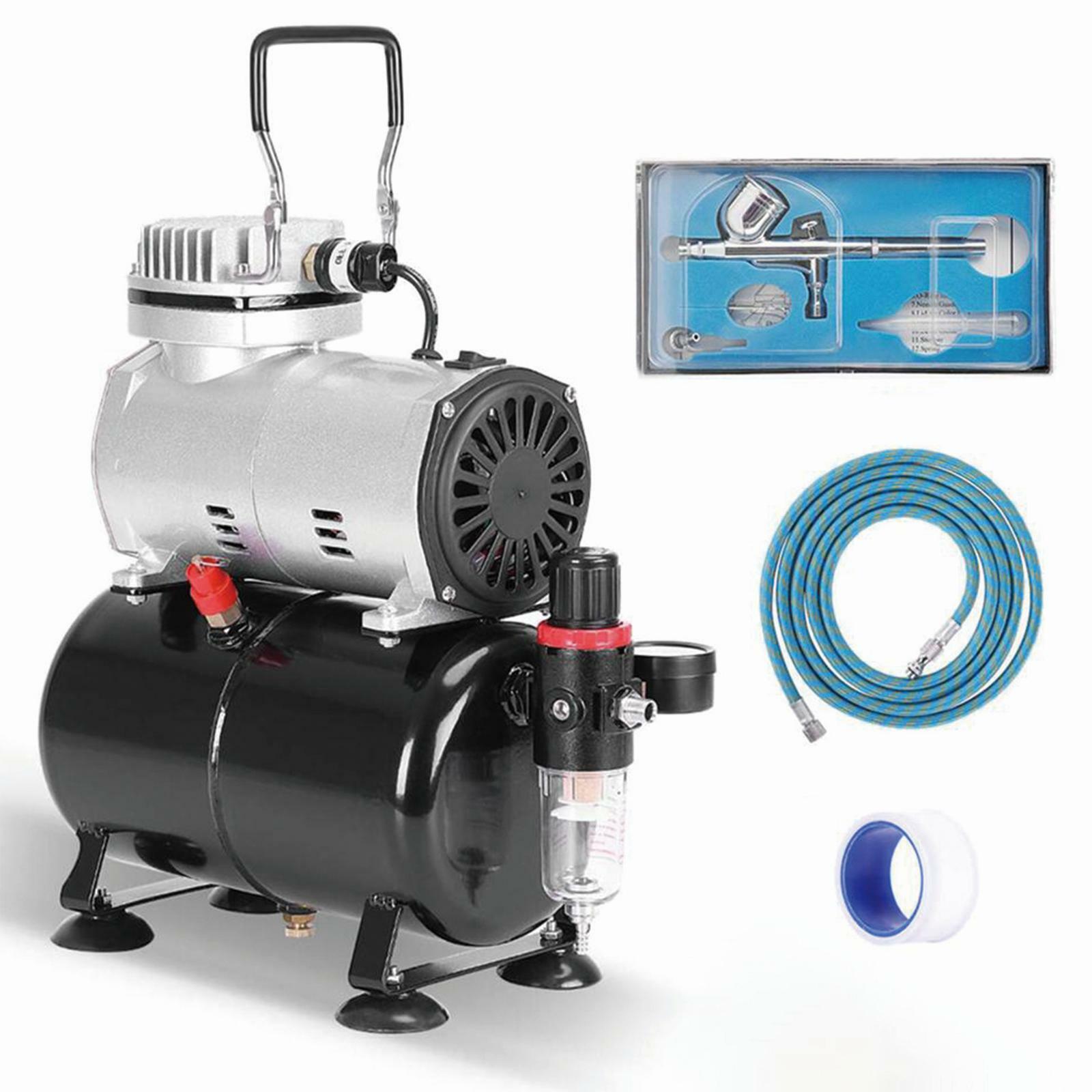 Dual Action Airbrush Kit 110-120V W/ 1/5 HP Air Compressor Tattoo Nail Paint Art