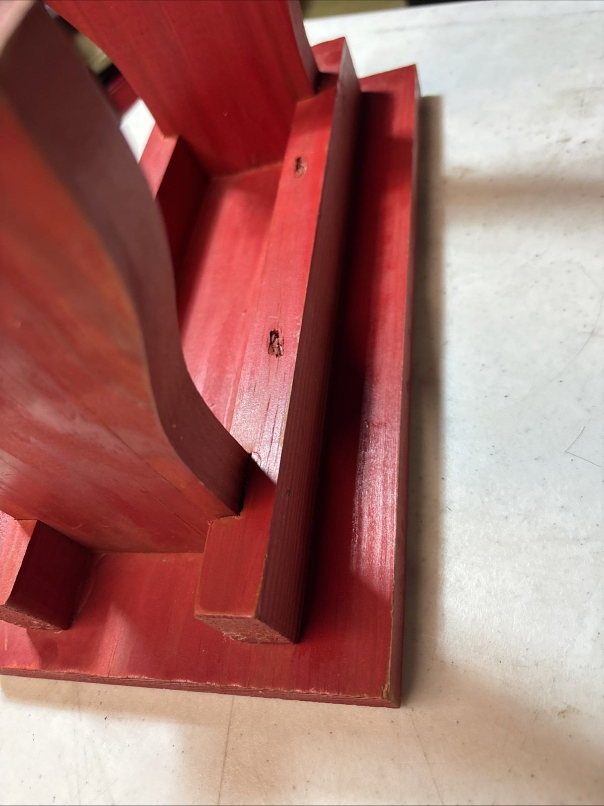 WOODEN 11.5” Plant Stand, Garden Bench, Footstool, Kitchen, Bath, Red Painted