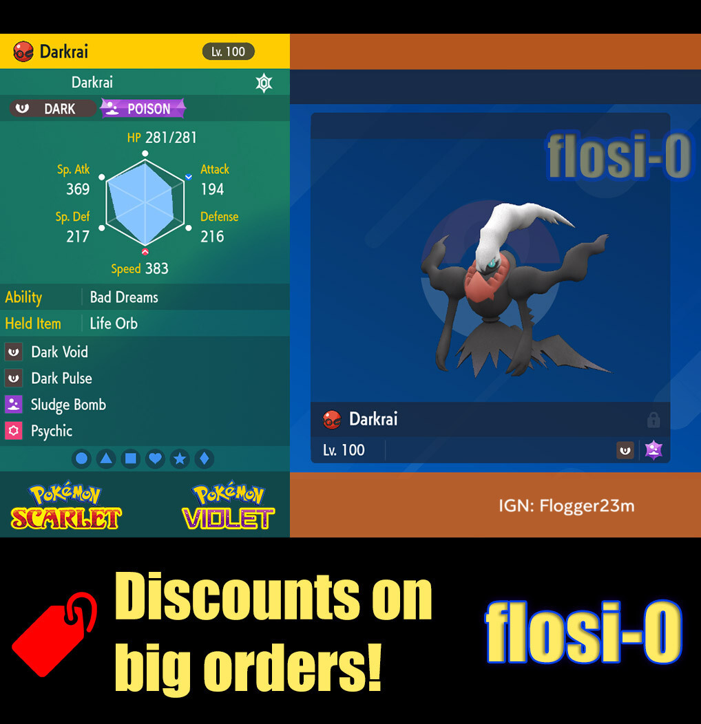 6IV Shiny Darkrai Pokemon Scarlet and Violet