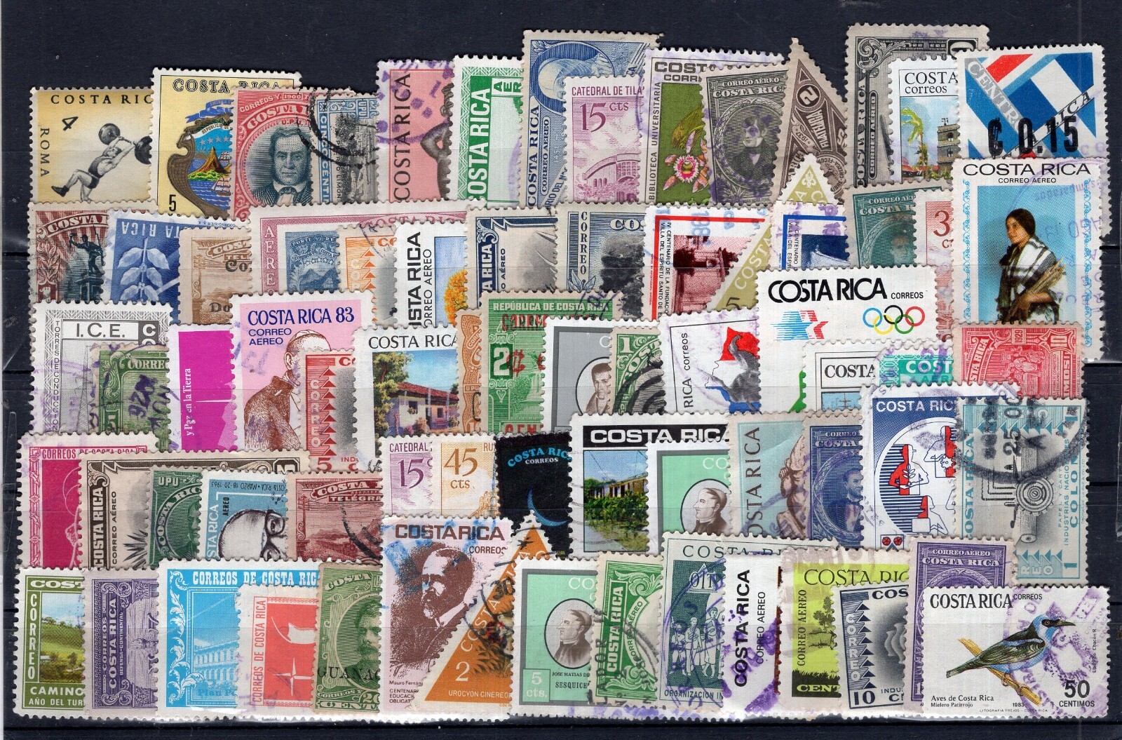 COSTA RICA LOT, 72 DIFFERENT STAMPS, MH - USED