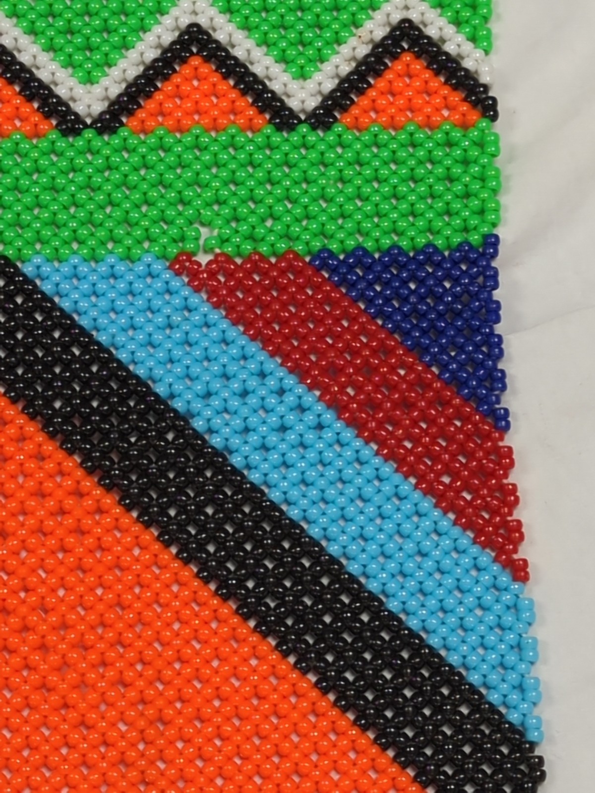 Bead Work Table Runner Wall Hanging Tasseled Boho Ethnic Native ? Vtg 16.5x46"