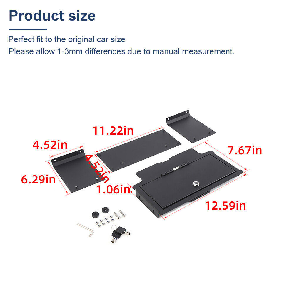 Center Console Vault Safe Box Key Lock Fit For Chevy Silverado GMC Sierra 2022+
