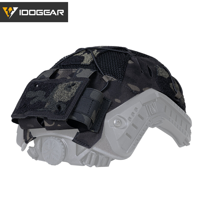 IDOGEAR Tactical Helmet Cover For FAST Helmet NVG Battery Pouch Laser Cut Camo