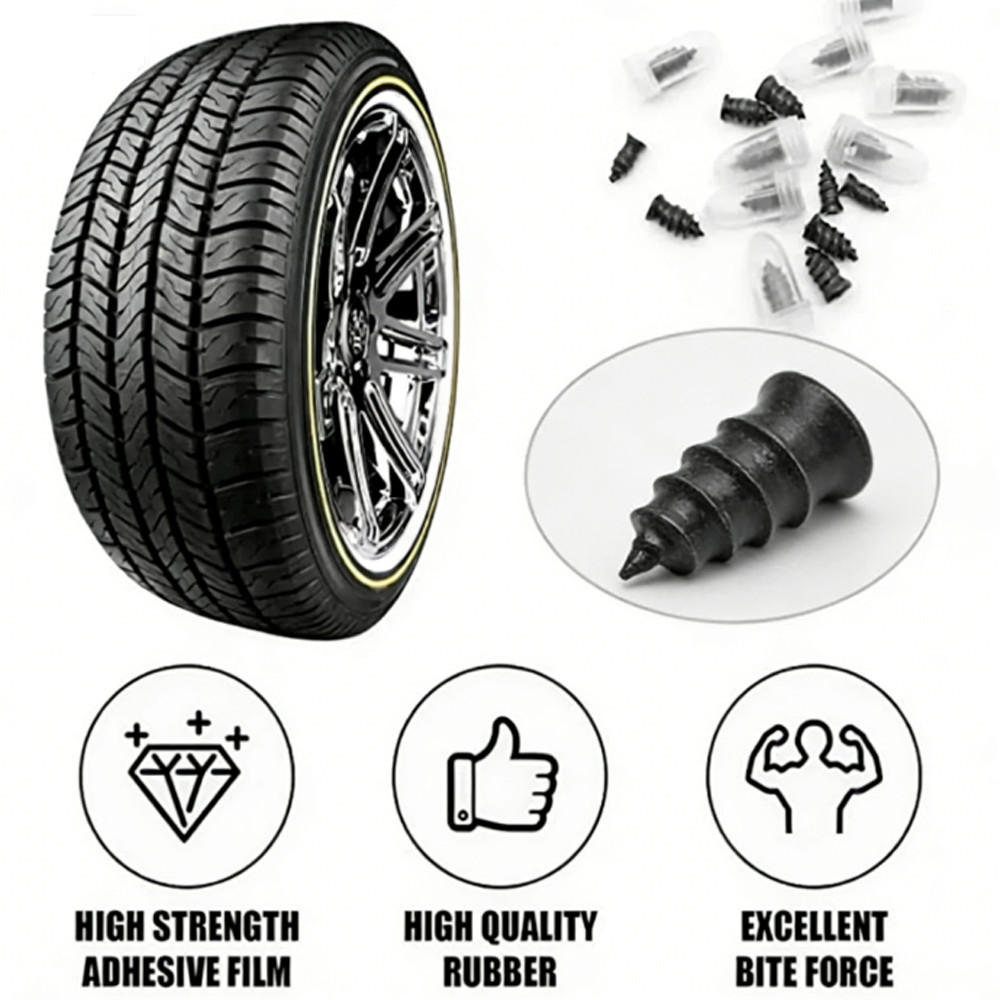 60X Tire Vacuum Repair Screw Rubber Nail Plug Car Tyre Puncture Repair Kit US~