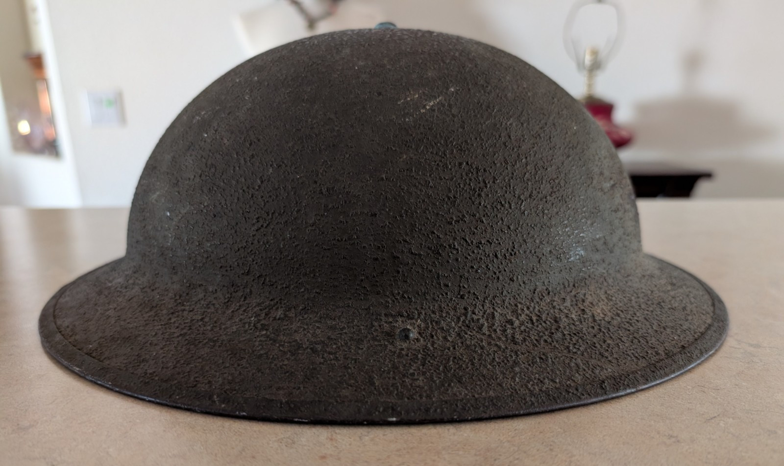 WW2 M1917A1 KELLY Helmet with Leather Liner Chin Strap Skull Pad 1930s 8C