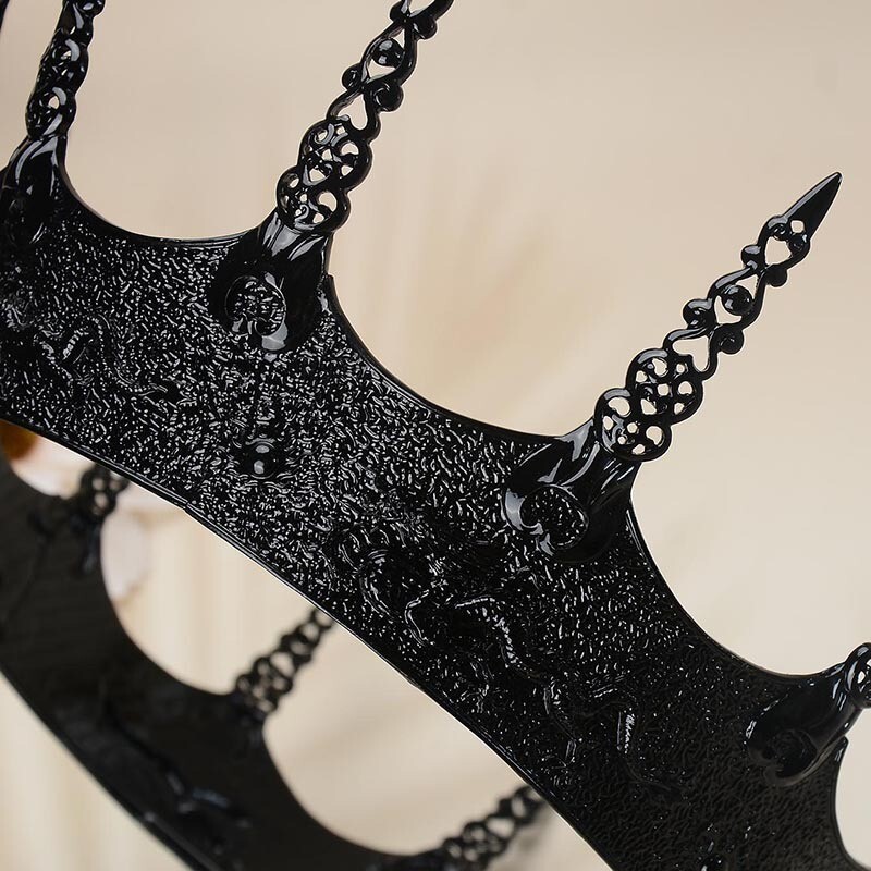 9cm Tall Black Men’s Crown Drama Cosplay Imperial Medieval King Metal Crown