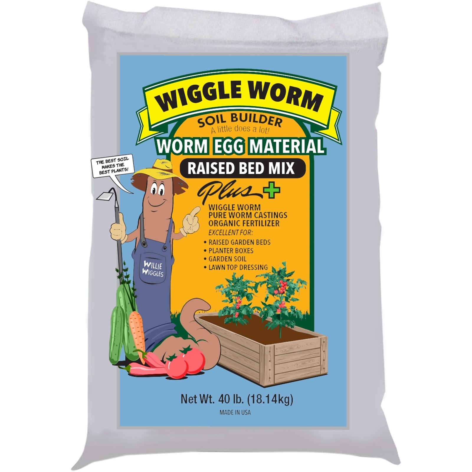 WIGGLE WORM Soil Builder Worm Egg Material Raised Bed Mix, 40 Pound Bag