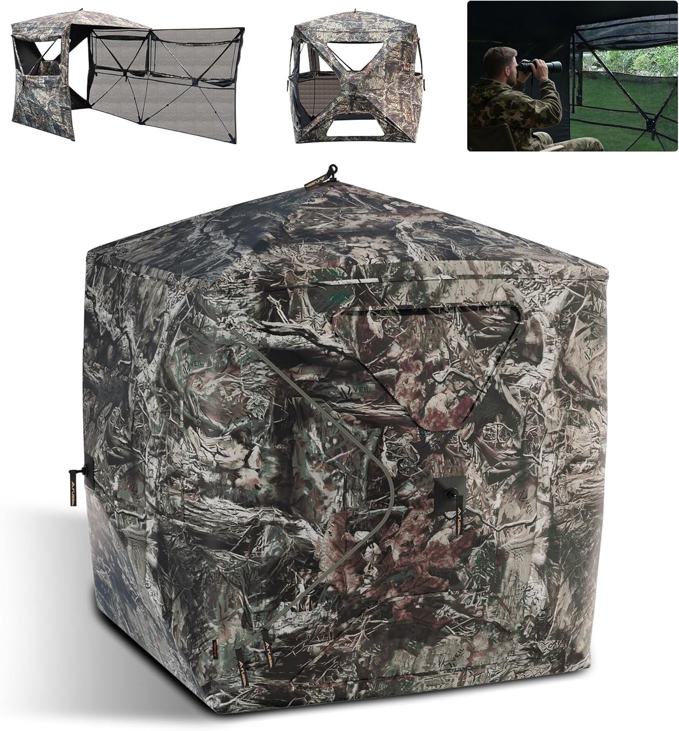 FLISSA Hunting Blind See-Through with Full-Opening Door 3-4 Person 270 Degree US