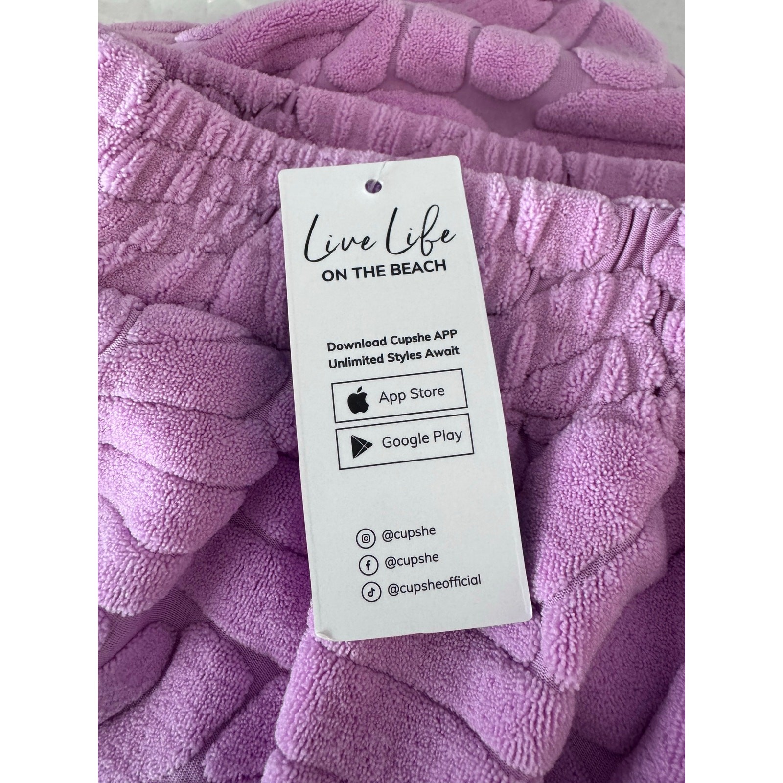 Cupshe Lilac Textured Terry Cloth Shorts | Medium | NEW