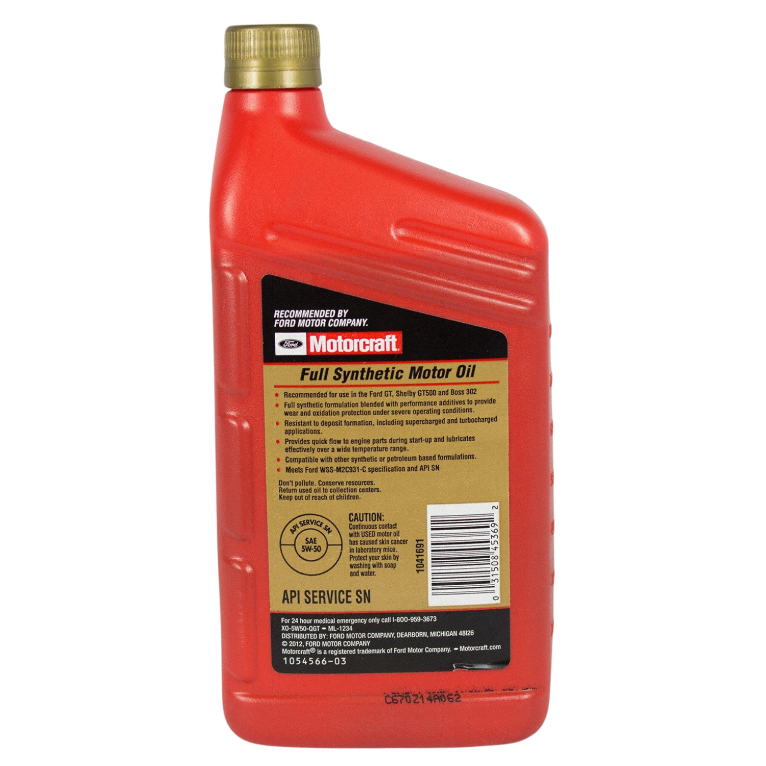 2007-2012 Ford Mustang GT500 5.4L Motorcraft Full Synthetic 5W-50 Oil Kit OEM