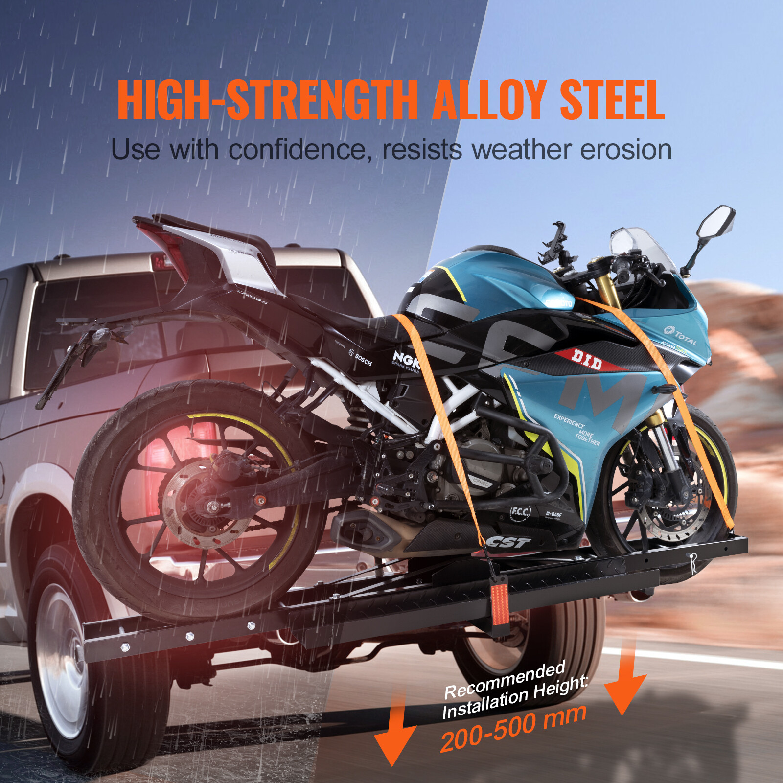 VEVOR Motorcycle Carrier Scooter Dirt Bike Hitch Mount 600LBS Rack Ramp Hauler