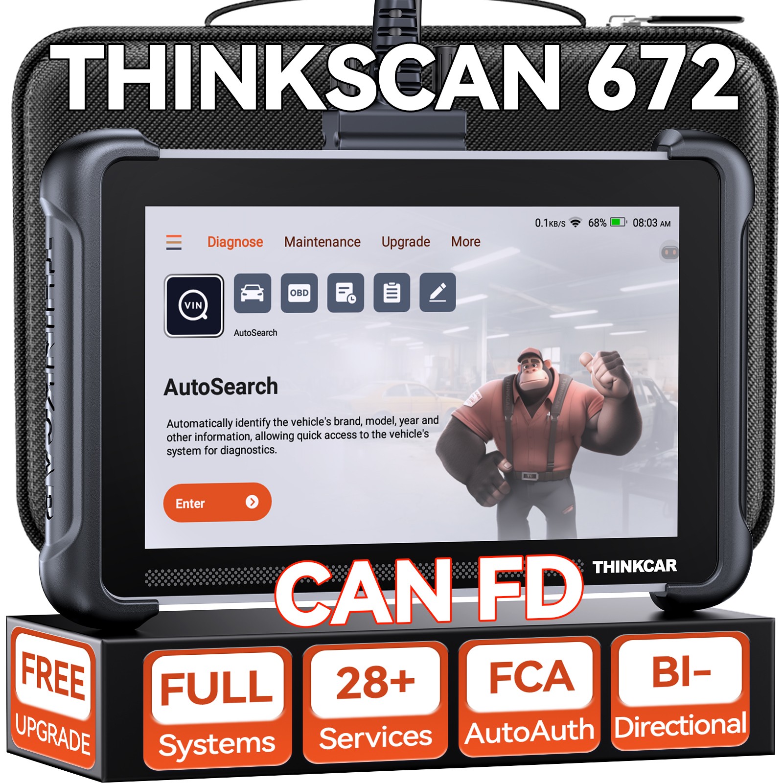 THINKCAR Bidirectional Scan Tool ThinkScan 672 Full Diagnostic Scanner 28+Resets