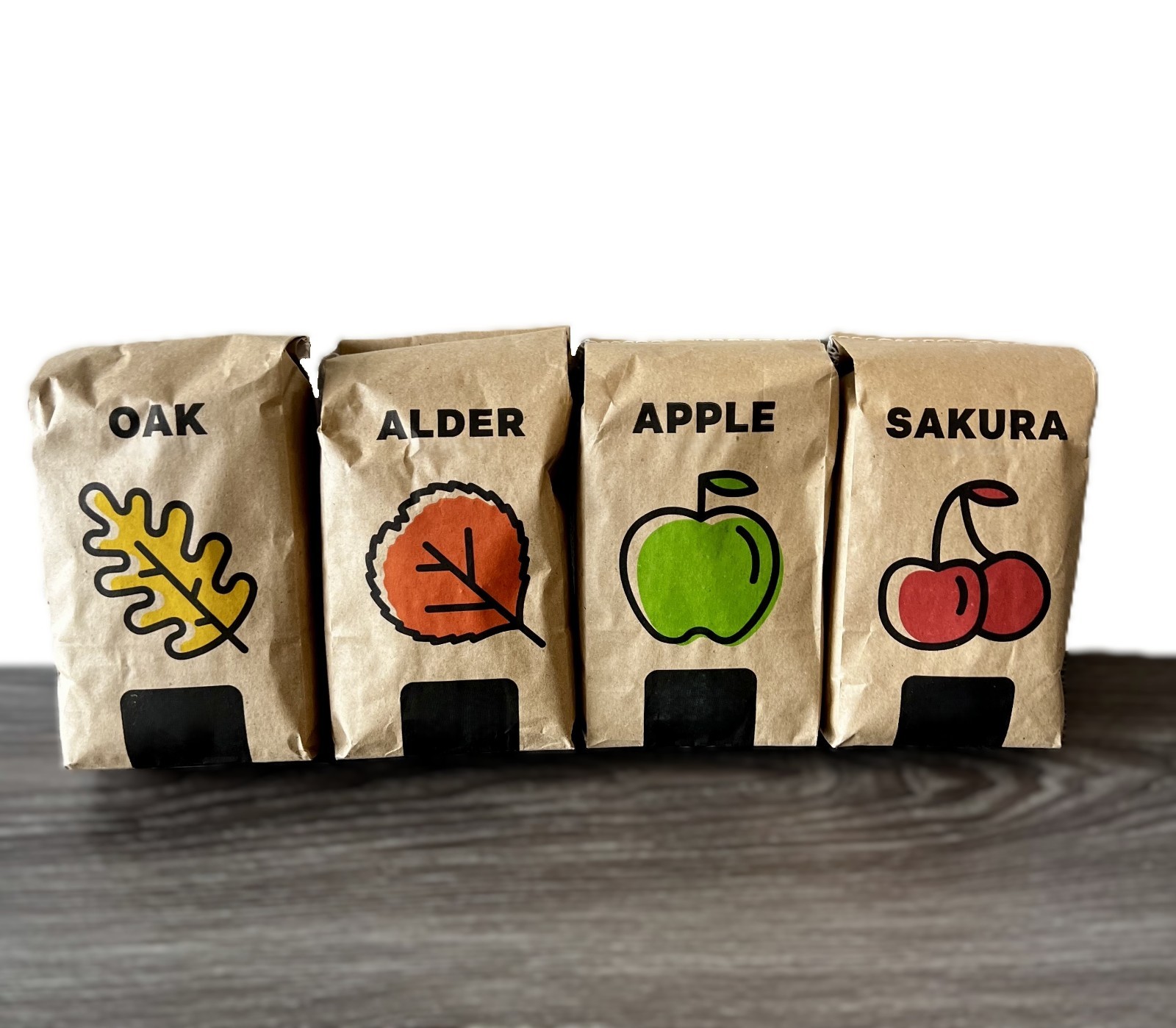 BBQ Smoker Wood Chips Set – 4 Flavors Apple, Cherry, Oak, Alder | 3.4 lb Total