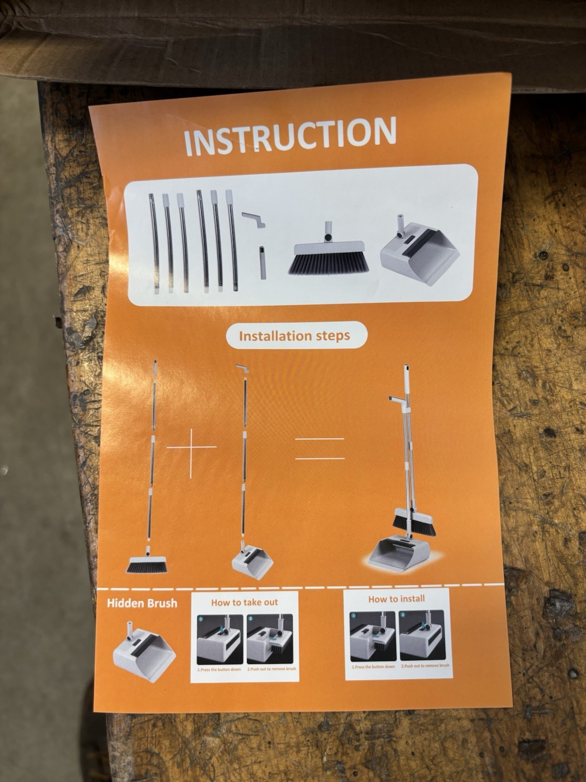 Long Handle Broom And Dustpan Set, 3 IN 1 Broom Dust Pan, Broom With Dustpan