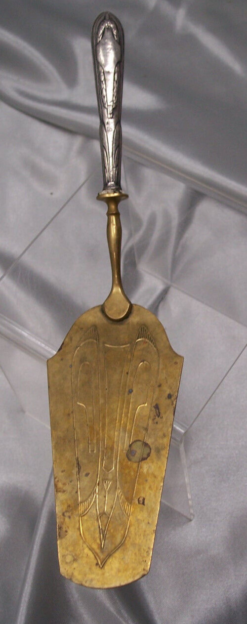Antique German 800 Sterling Silver & Brass Cake or Pie Lifter Hollow handle