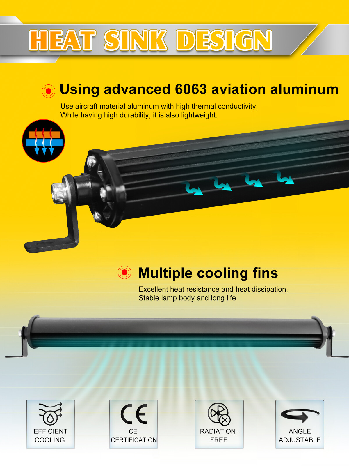 12 inch Amber LED Light Bar Single Row Thin Fog Work Driving Truck UTV ATV Boat