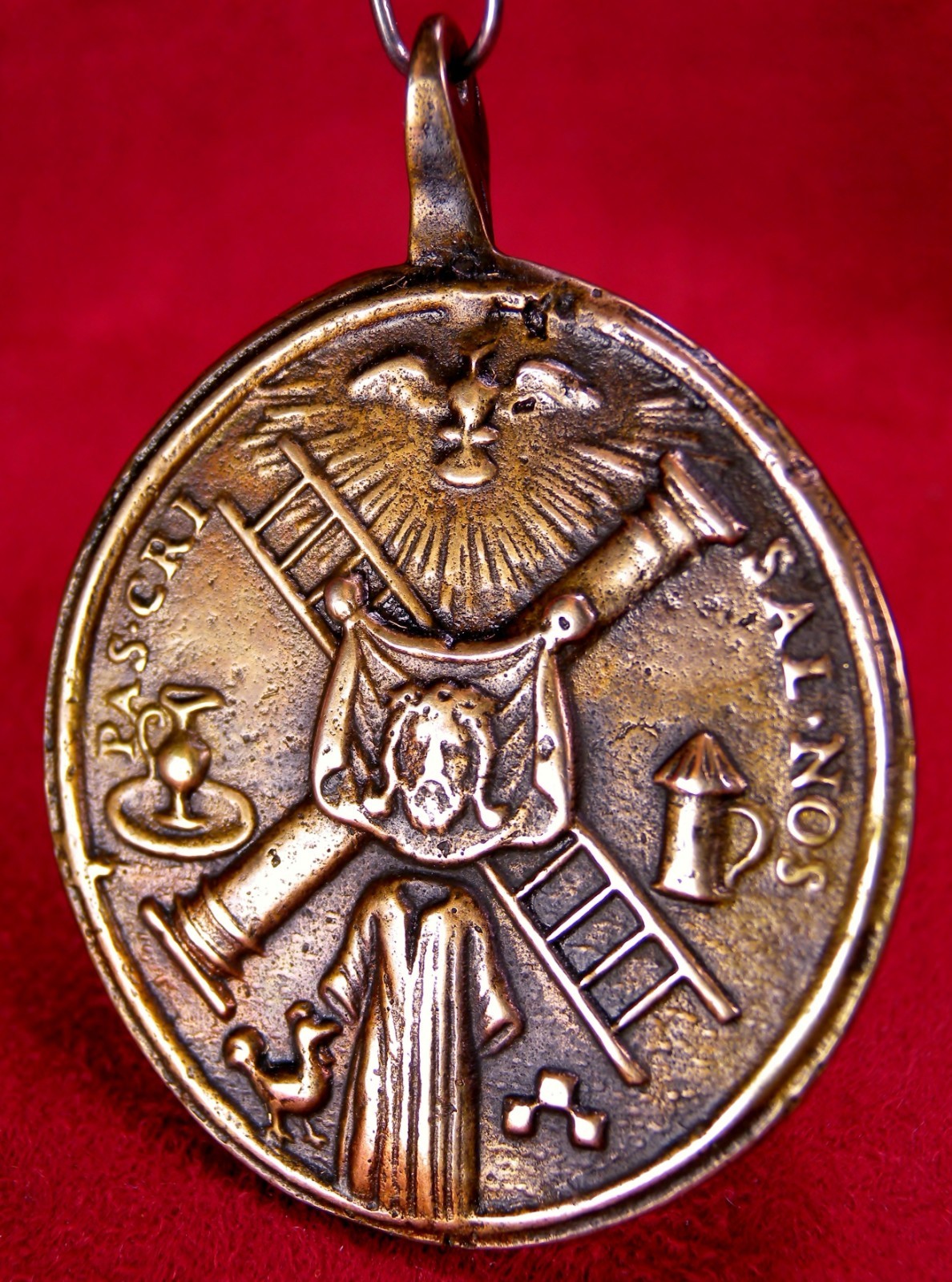 Antique 18th Century Veil of Veronica Holy Spirit Christ Passion Symbols Medal