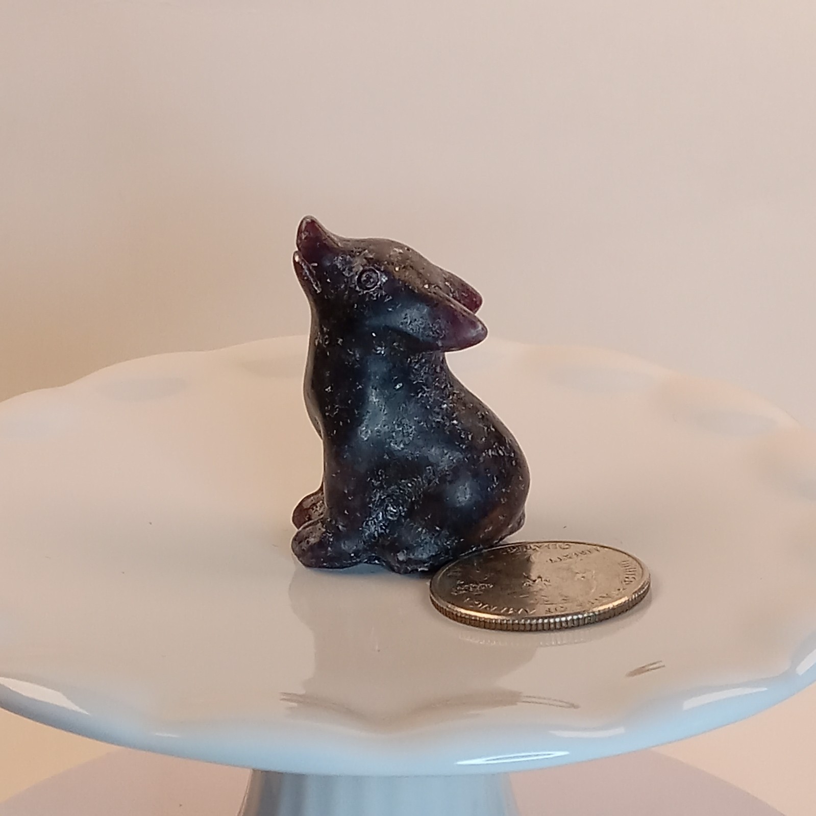 Lepidolite Crystal Wolf Carving Purple Polished Animal 27g | F37