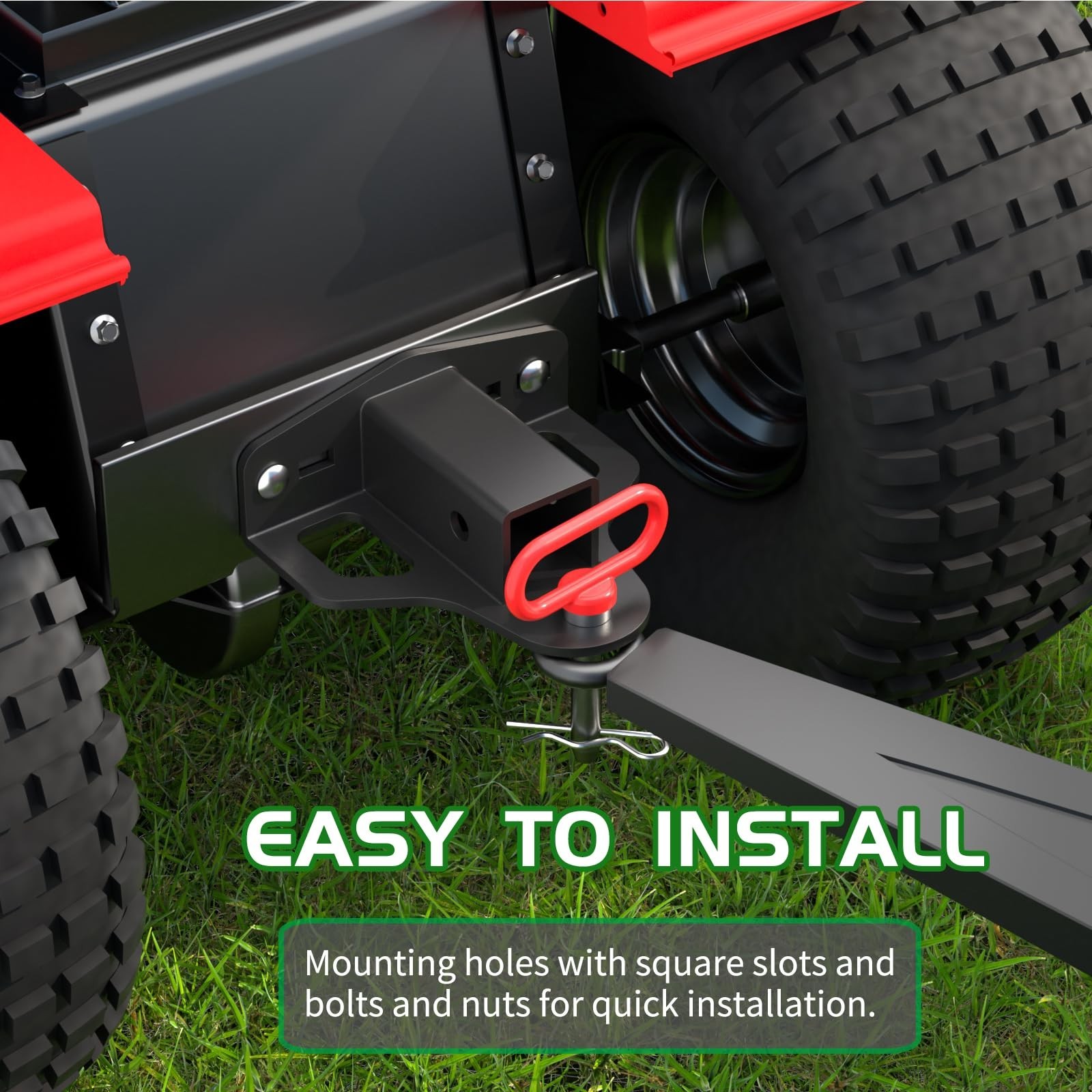 Zero Turn Lawn Mower Hitch with 2" Receiver，6mm Thicker Heavy Duty Steel