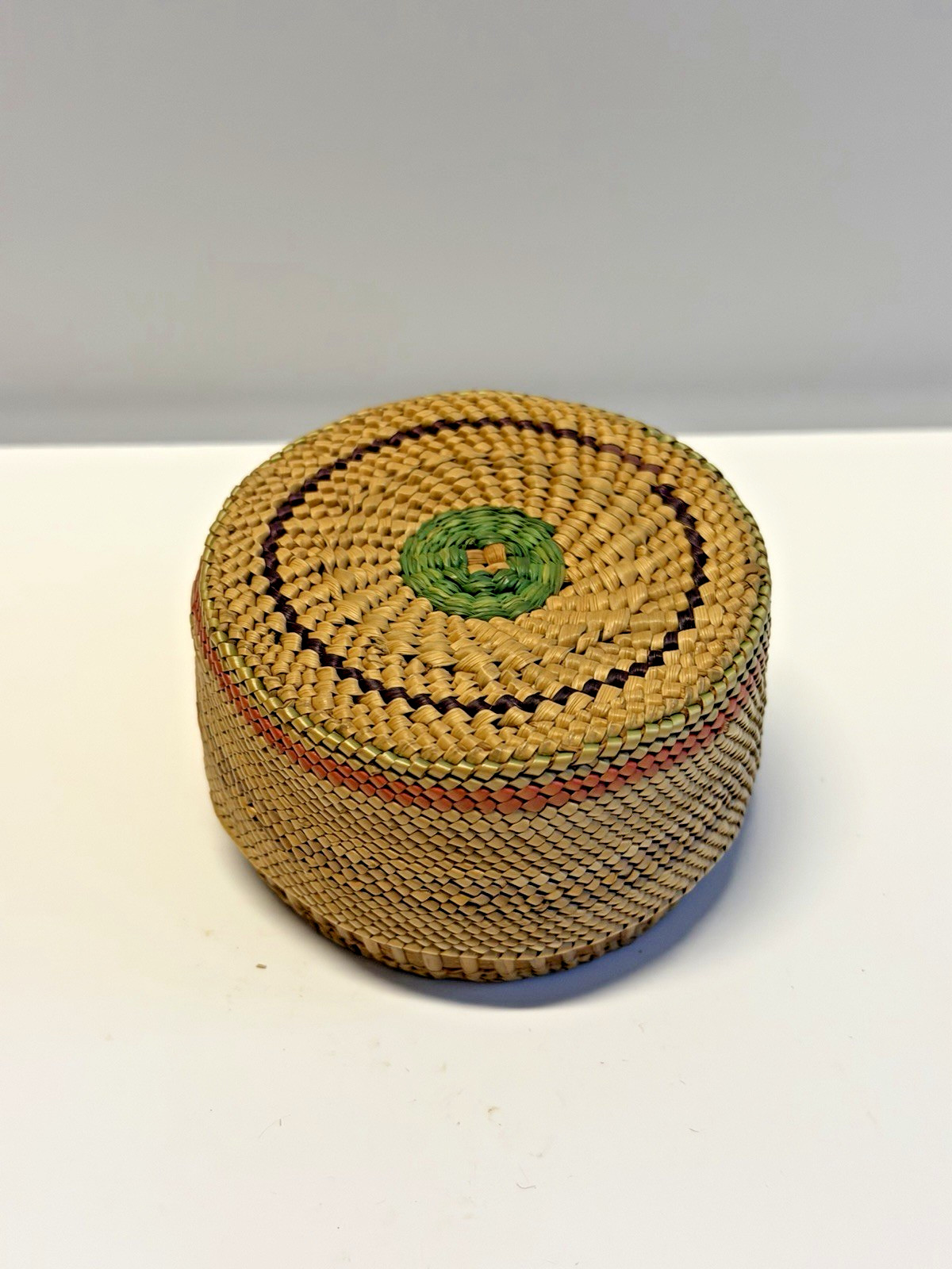 Antique Native American Indian Nootka Lidded Nootka Basket; Early 1900's; #A19