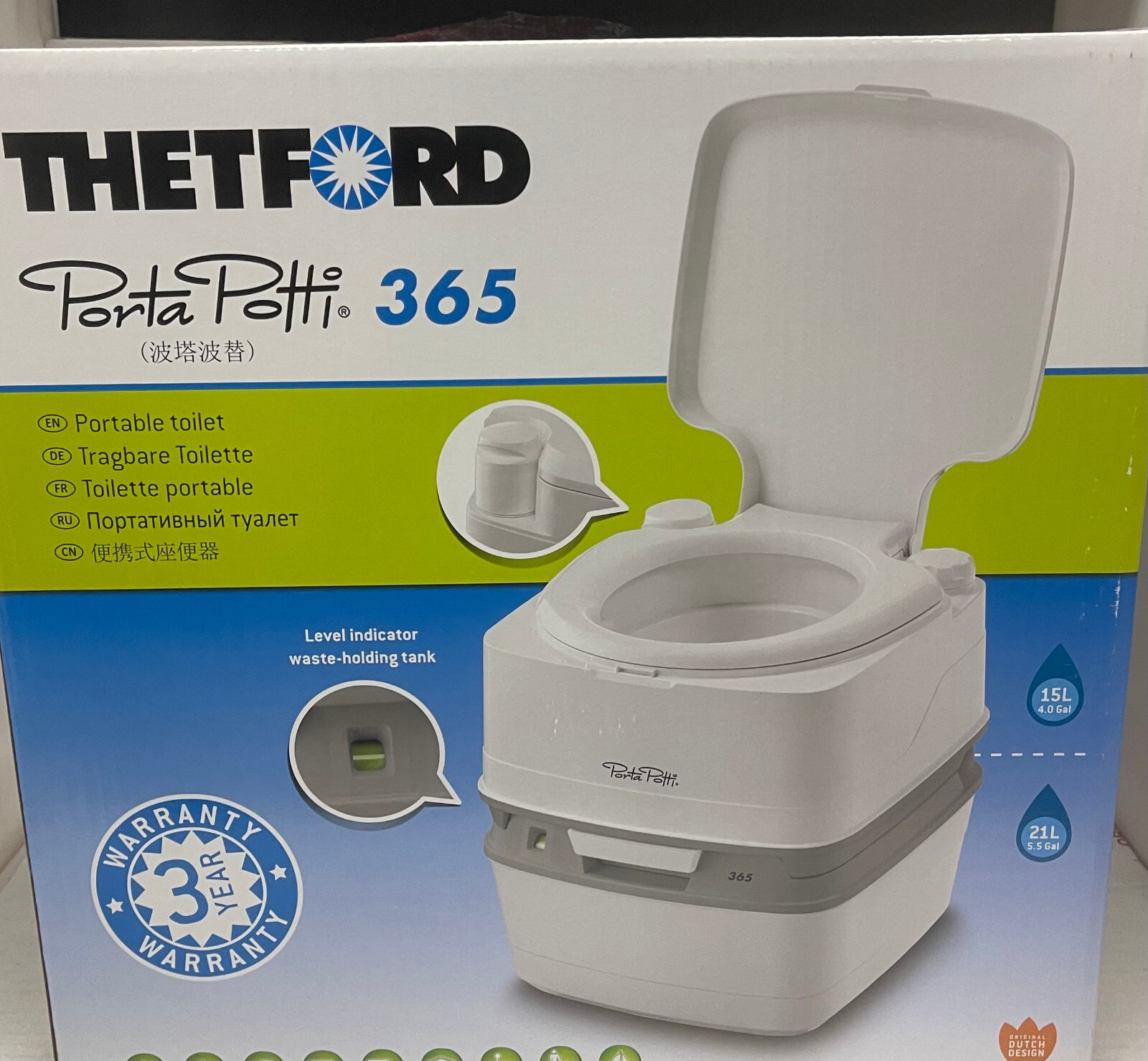 THETFORD 92820 PORTA POTTI 365  Portable Camping Toilet, RV Camper Trailer