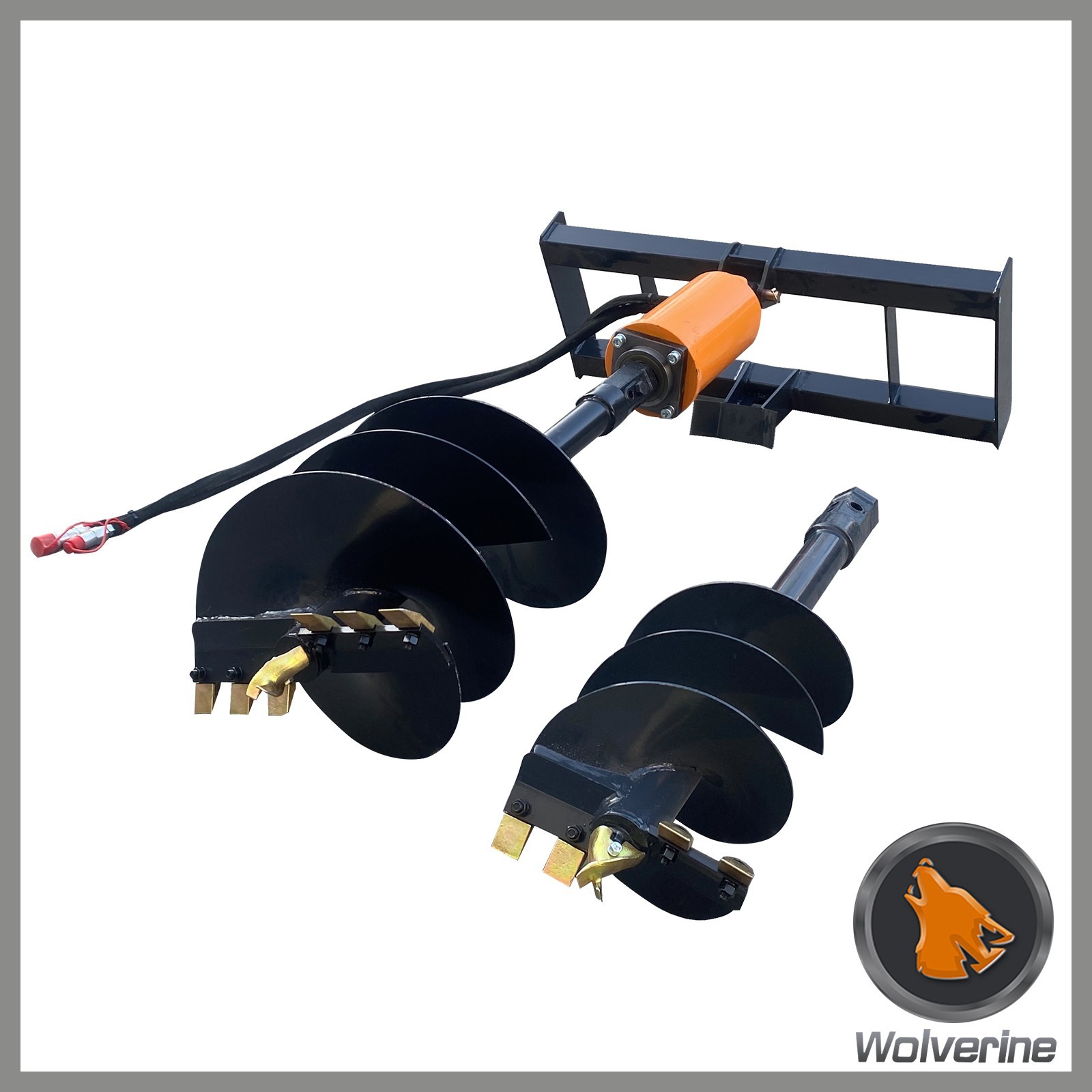 Wolverine Skid Steer Attachment Auger Post Hole Hydraulic Digger 12” & 18” Bits·