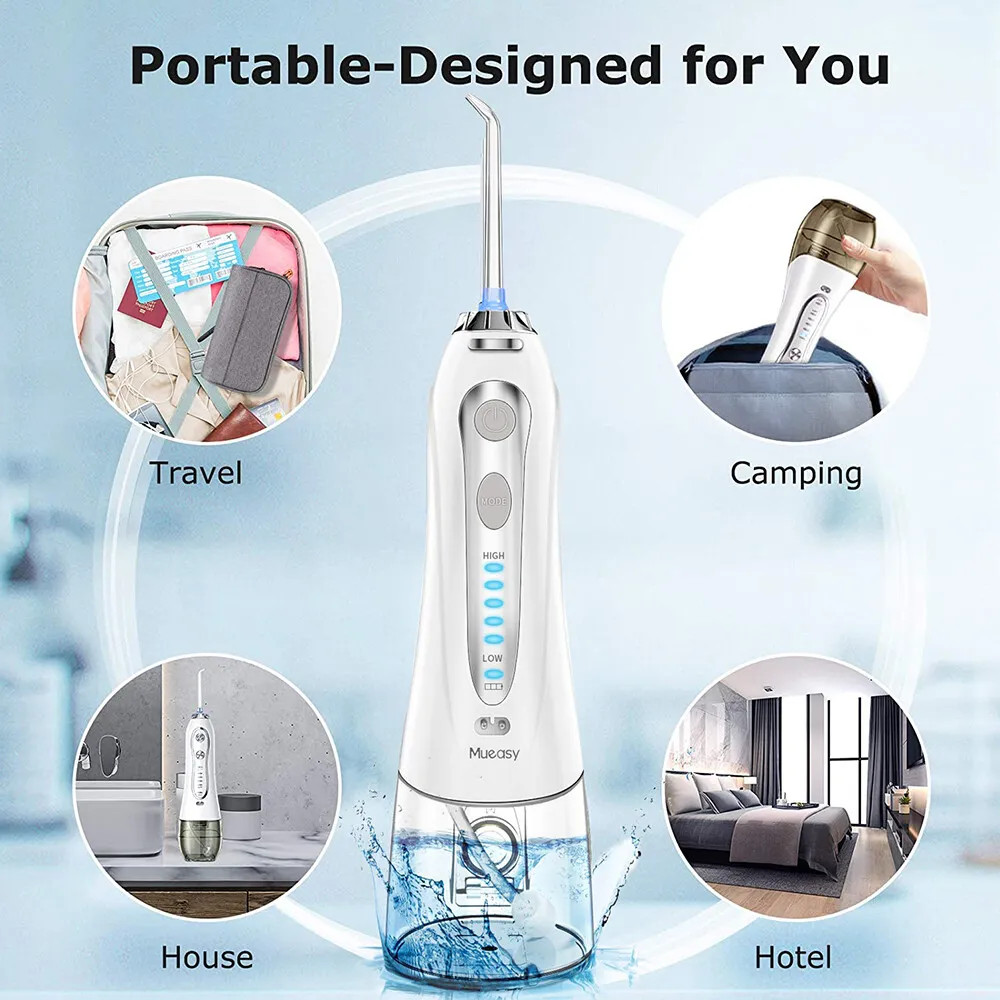 Water Cordless Water Flosser Dental Oral Irrigator Teeth Cleaner Floss 6 Tips