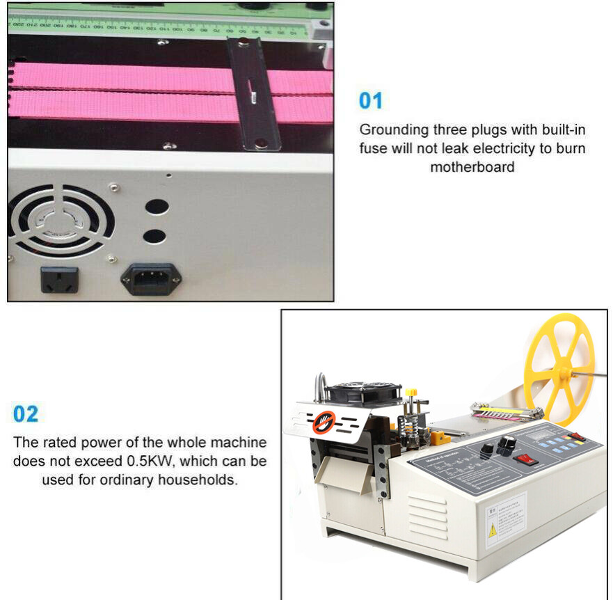 Hot&Cold Textile Ribbon Cutter 100 mm Automatic Heat Shrink Tube Cutting Machine