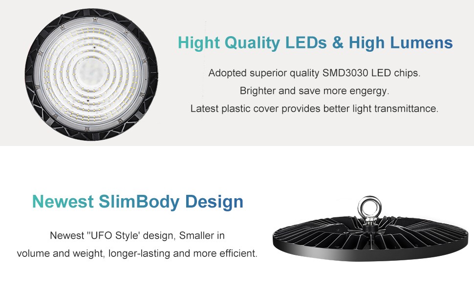 2 Pack 100W UFO Led High Bay Light Industrial Commercial Warehouse Shop Lights