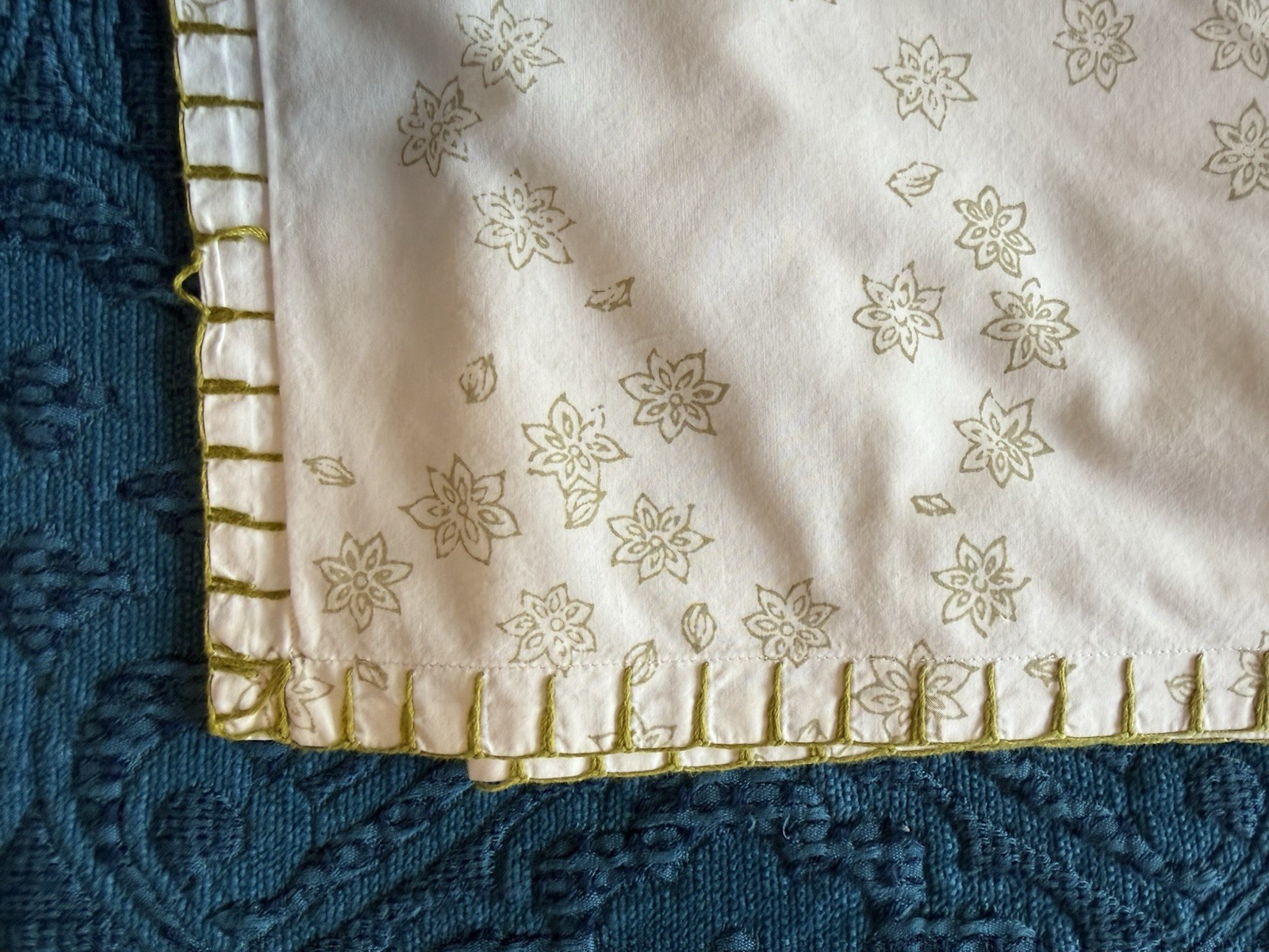 TWIN John Robshaw Organic Cotton Sage Green floral Duvet Cover - Owned (2 Avail)