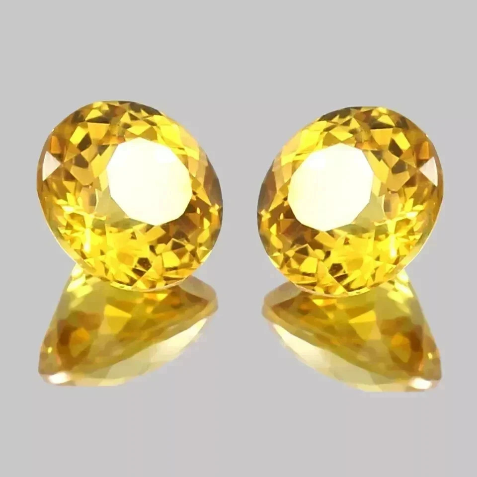 70 Ct Natural Ceylon Round Cut Yellow Sapphire Certified Loose Gemstone Pair