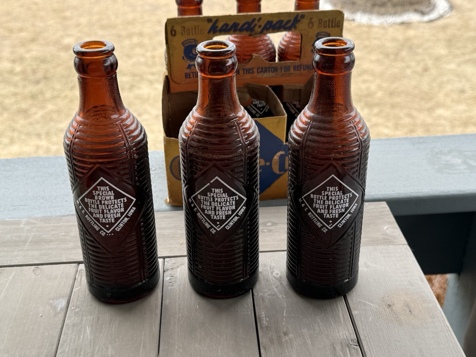 Rare 1940’s Orange Crush Cardboard 6 Pack Handi-Pack W/ Bottles Clinton Iowa