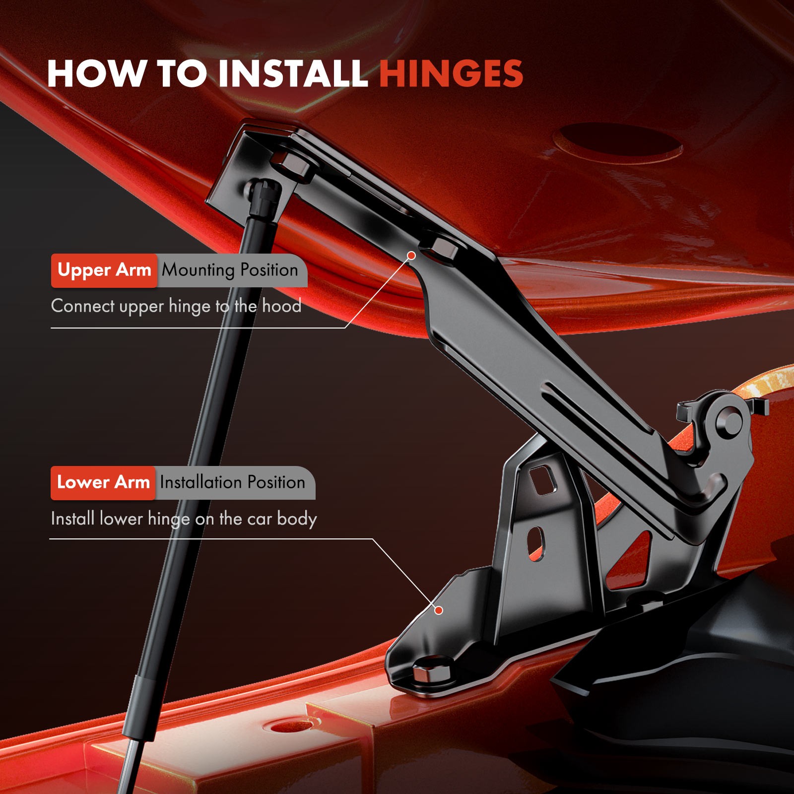 2x Front Hood Hinge for Chevrolet Malibu Impala Chevy II Oldsmobile 442 Pontiac