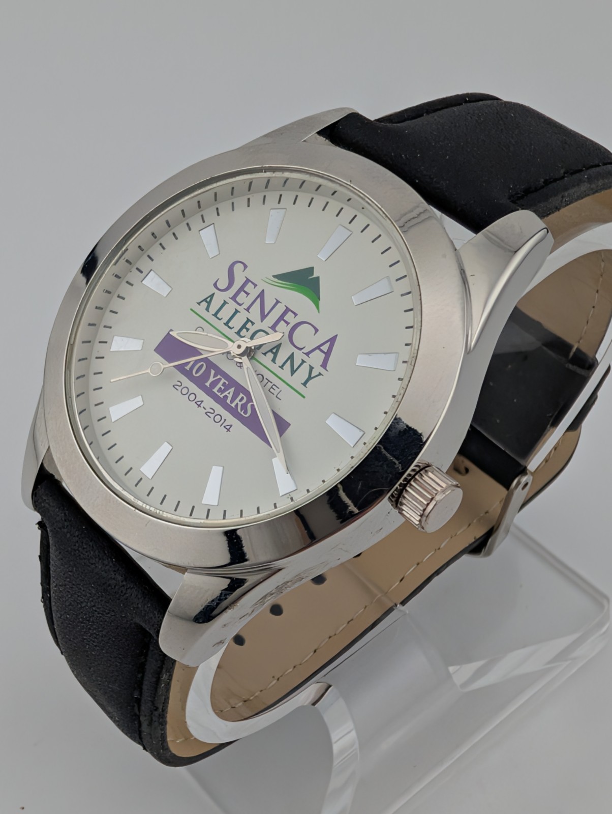 Seneca Allegany Casino Watch 2004-2014 Men Black Leather Band- New Battery