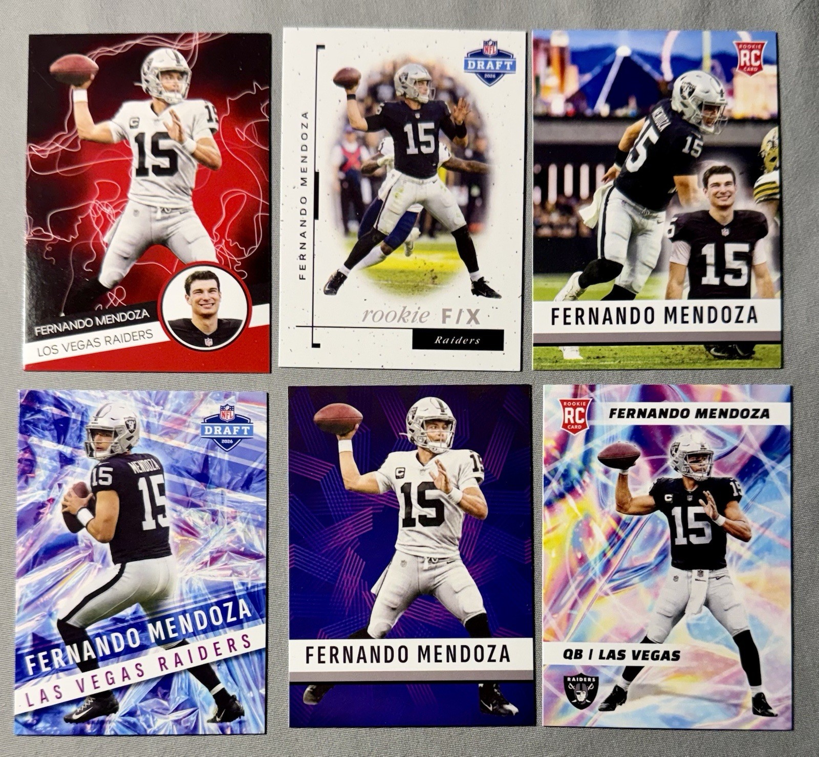 Fernando Mendoza 2026 NFL Draft Rookie Custom Cards Las Vegas Raiders Lot Of 6