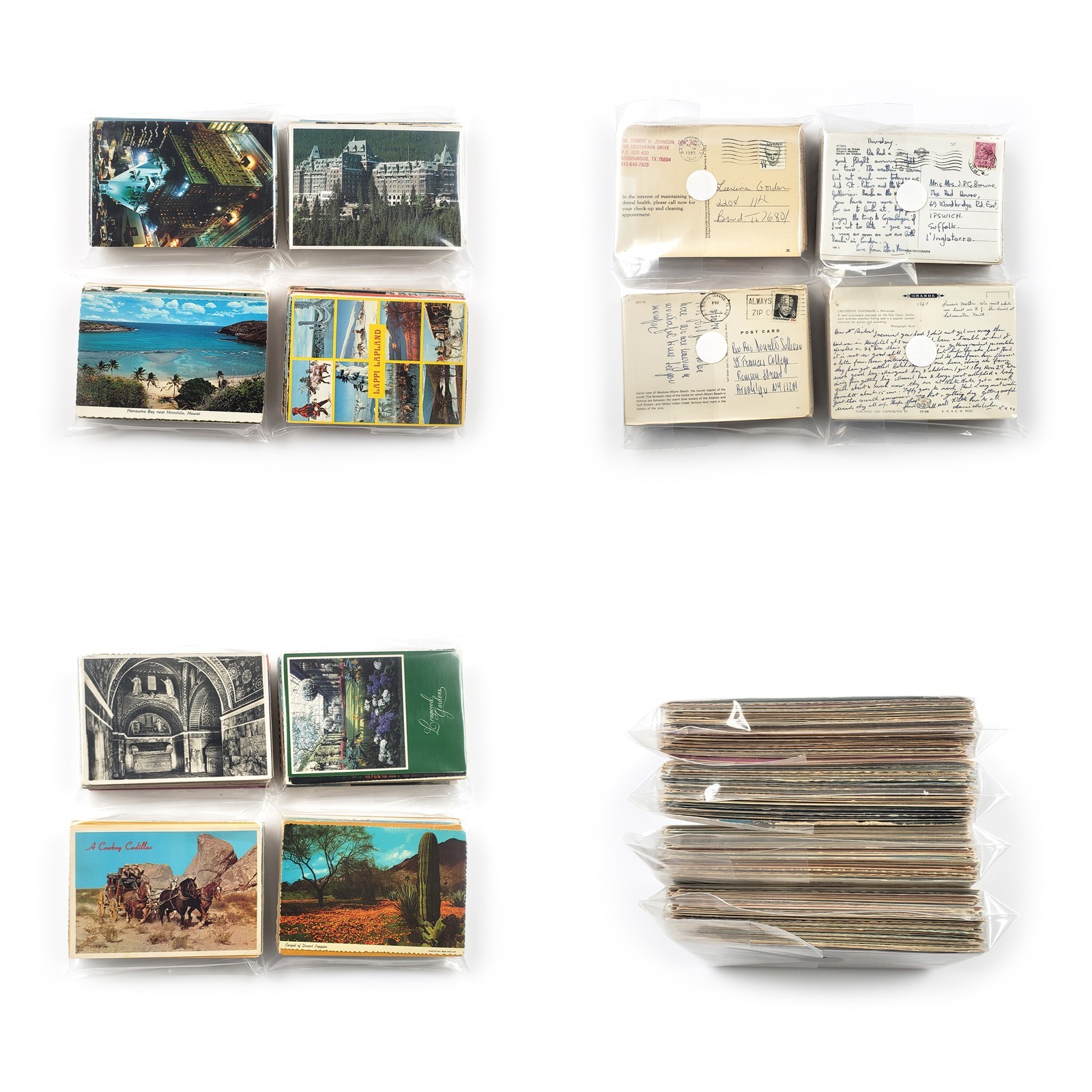 70 Vintage Used 4x6 Postcards Lot - All Posted - Worldwide Stamps & Postmarks