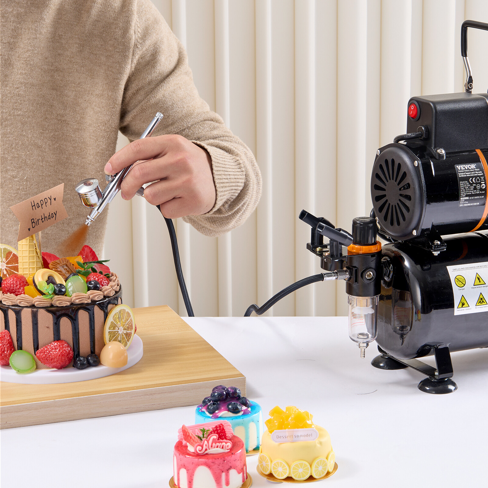 VEVOR Airbrush Kit Dual Fan Air Tank Compressor System Kit with 3.5L Air Tank