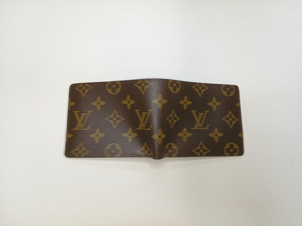 Louis Vuitton Monogram Bifold Wallet Authentic Vintage Leather Brown