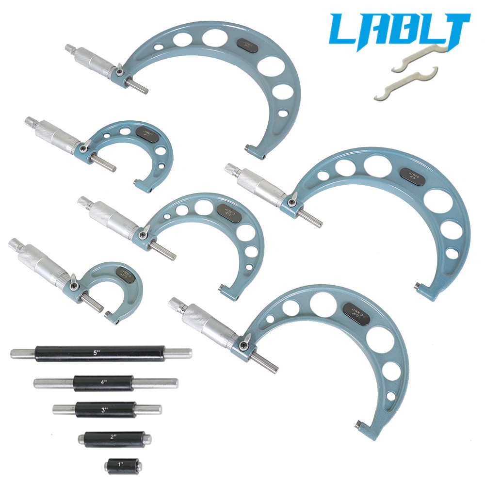 LABLT Precision Outside Micrometer Set 0-6" 0.0001" Carbide Standards 6Pcs Set