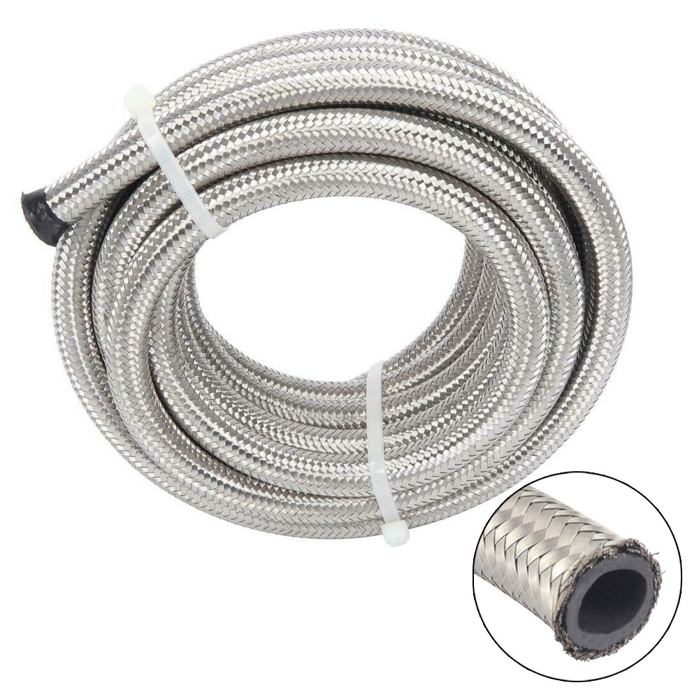 20FT AN6 -6AN AN-6 3/8 Fitting Stainless Steel Braided Oil Fuel Hose Line Kit